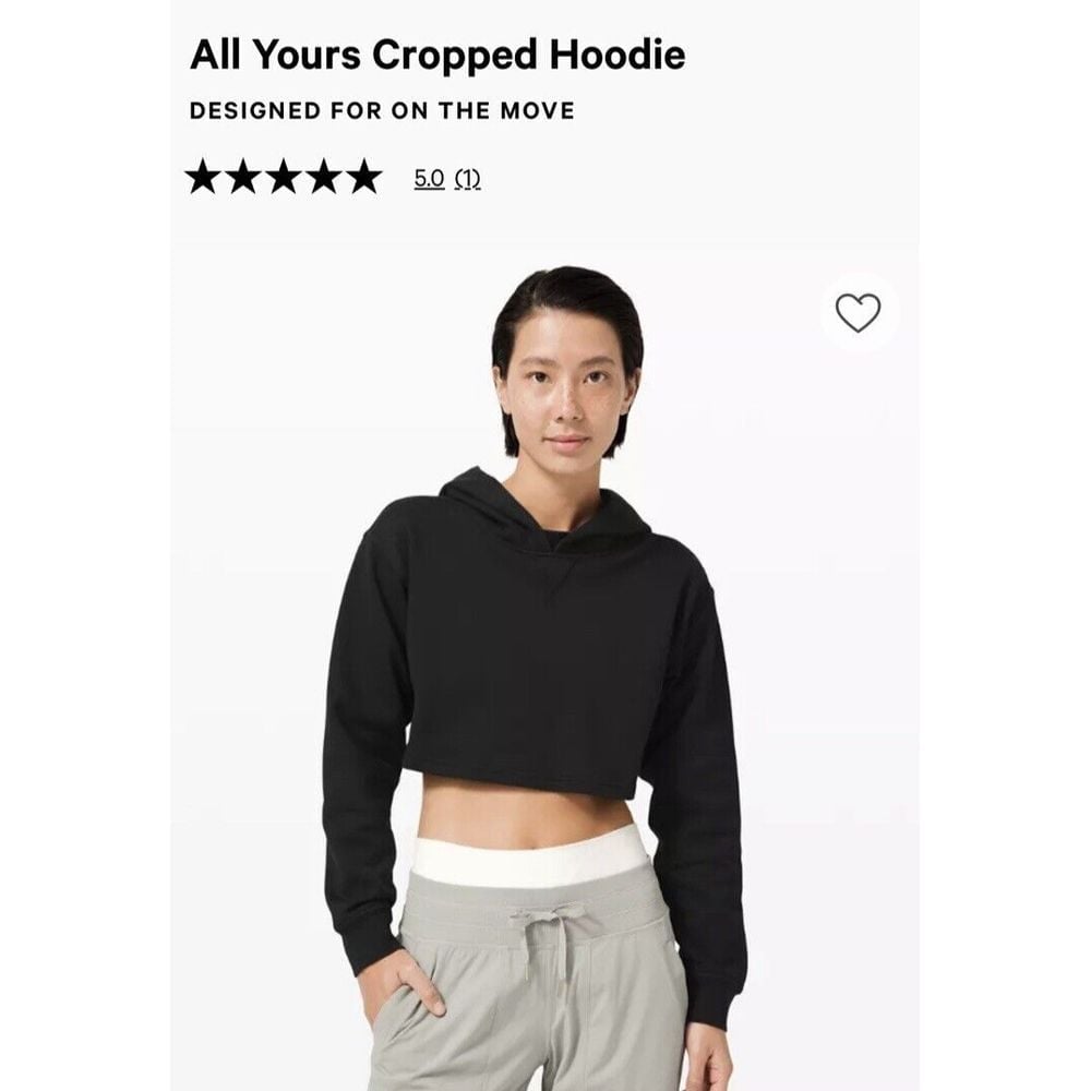 Lululemon Black All Yours Cropped Hoodie Sweatshirt Pullover Athletic Size 10