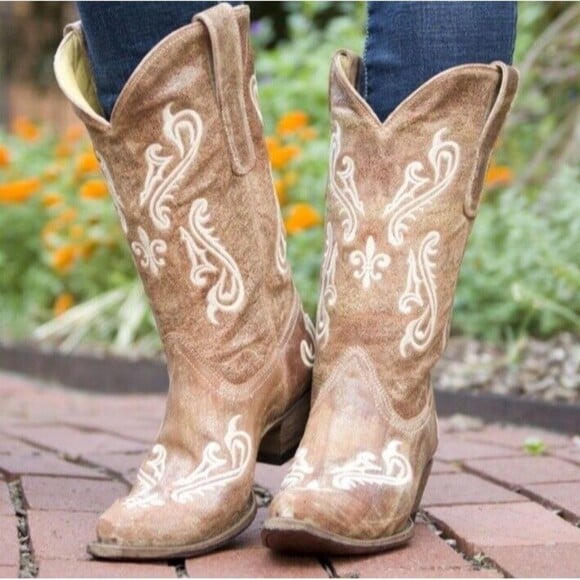 Corral R1974 Cortez Cleff Embroidery Leather Western Womens Boots Size 10.5