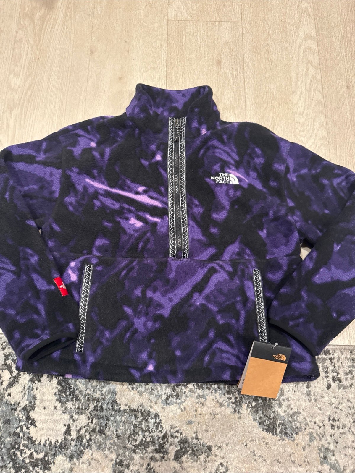 Women's The North Face Fleeski 1/2 Zip Fleece Coat Jacket NF New Purple Print
