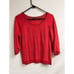 Express Womens Pullover 3/4 Sleeve Scoop neck Studded Front Sweatshirt Red Small