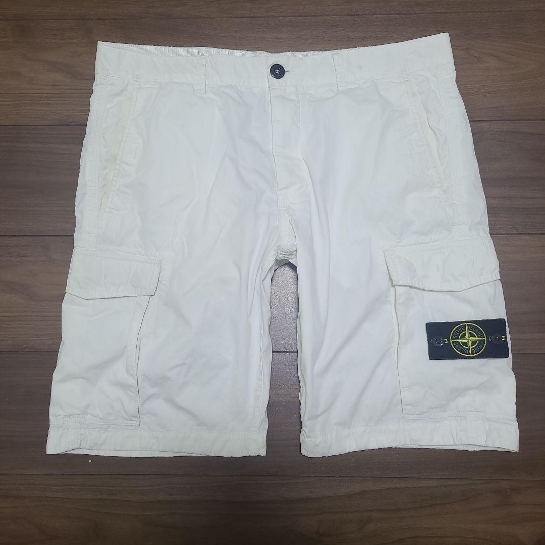 Stone Island White Cargo Shorts Size XL (Waist 36)