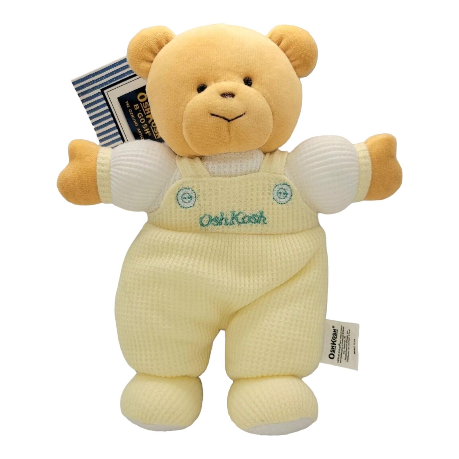 Oshkosh B'gosh Yellow Bear Waffle Weave Thermal Teddy Baby Rattle Plush Toy Flaw