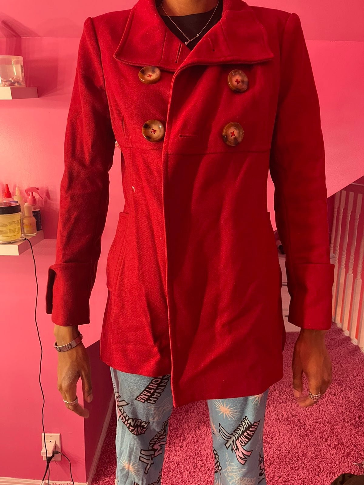 Michael Kors red peacoat size 8