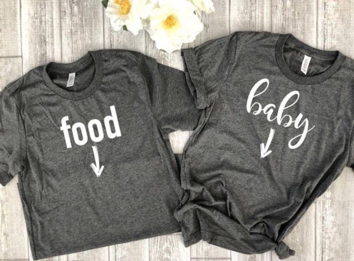 Pregnancy announcement couple shirts for TWO