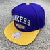 LA Lakers Hat Mitchell & Ness Snapback Purple Gold Arch Block Diamond Patch Cap