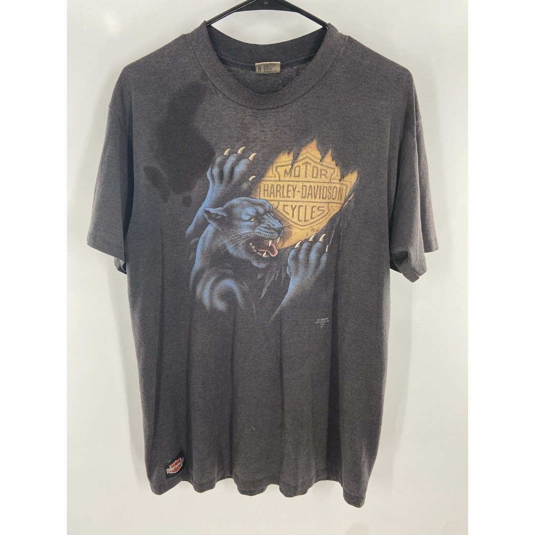 Vintage 1991 3D Emblem Harley Davidson Panther T- Shirt Size XL Single Stitch