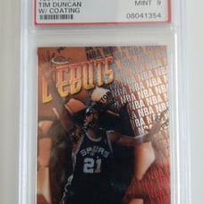 Tim Duncan Rookie PSA 9 Topps Finest. QUALITY free cards added. Wembenyama.