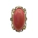 Vintage Pink Cabochon Clear Rhinestones Filigree Cocktail Statement Ring 7.5