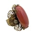 Vintage Pink Cabochon Clear Rhinestones Filigree Cocktail Statement Ring 7.5