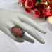 Vintage Pink Cabochon Clear Rhinestones Filigree Cocktail Statement Ring 7.5