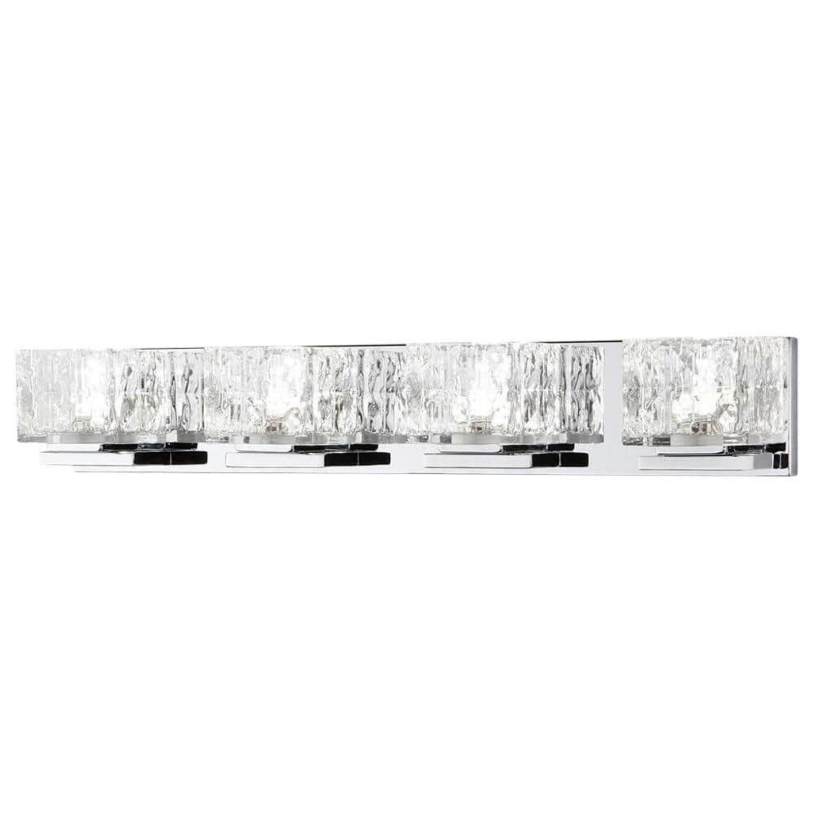 Tulianne 75-Watt Equivalent 4-Light Chrome LED Vanity Light with Clear Cube Glas