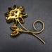 Fall Autumn Rhinestone Flower Brooch Gold Tone Orange Green Gold Tone