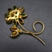 Fall Autumn Rhinestone Flower Brooch Gold Tone Orange Green Gold Tone