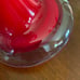 VTG Red & White Cased Corkscrew Style Blown Art Glass Vase