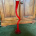 VTG Red & White Cased Corkscrew Style Blown Art Glass Vase