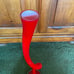 VTG Red & White Cased Corkscrew Style Blown Art Glass Vase