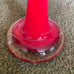 VTG Red & White Cased Corkscrew Style Blown Art Glass Vase