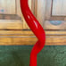 VTG Red & White Cased Corkscrew Style Blown Art Glass Vase