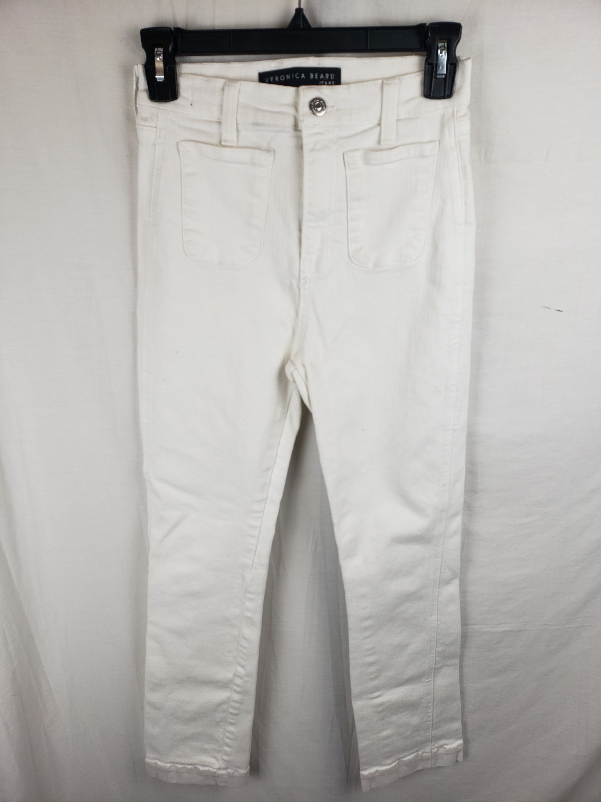 Veronica Beard Carly Kick Flare High Rise White Jeans Sz 26/2