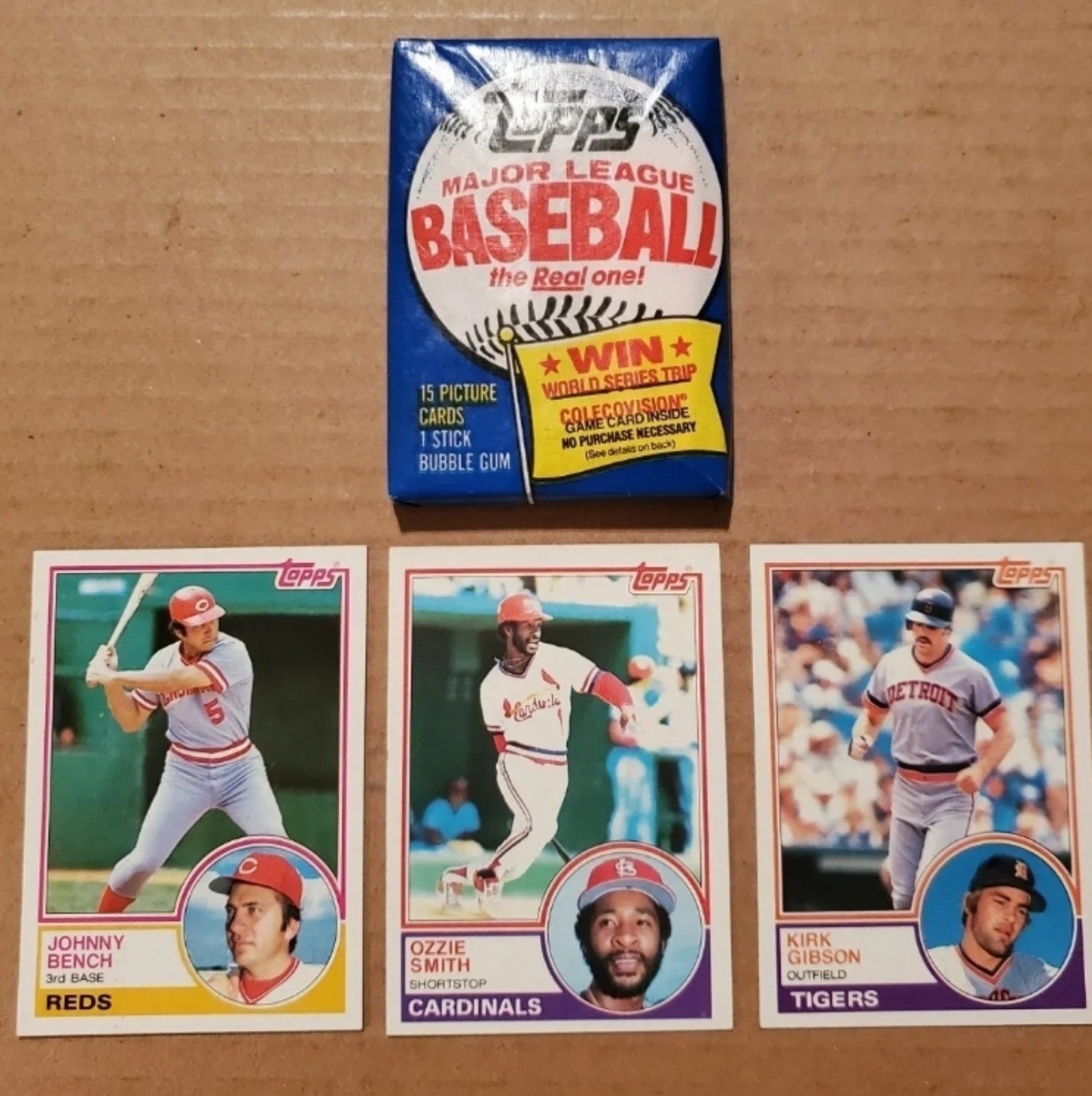 1983 Topps Baseball Unopened Wax Pack With 3 83 Cards. Vg Condition