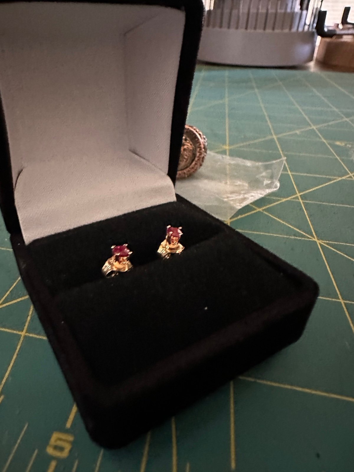 Ruby and 14kt Gold (Handmade) Ear Studs