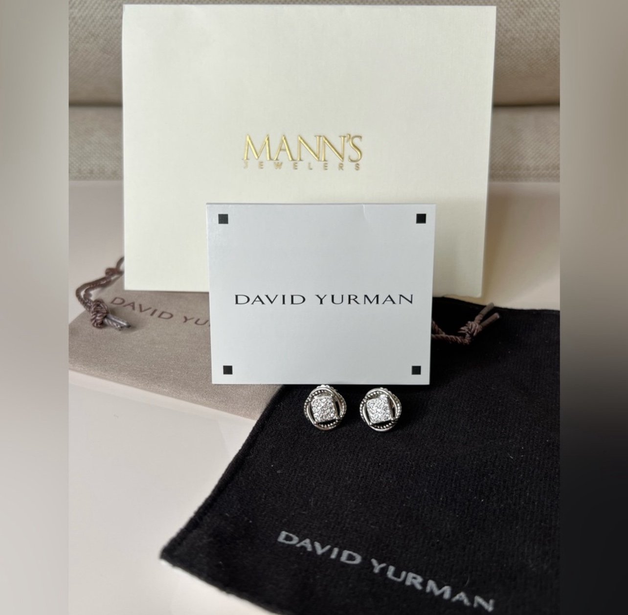 Cable Earrings Pave