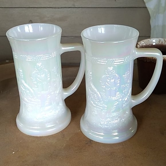 Vintage 1950s Federal glass Moonglow beer tankard mugs MCM