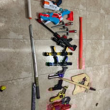 Nerf guns and swords