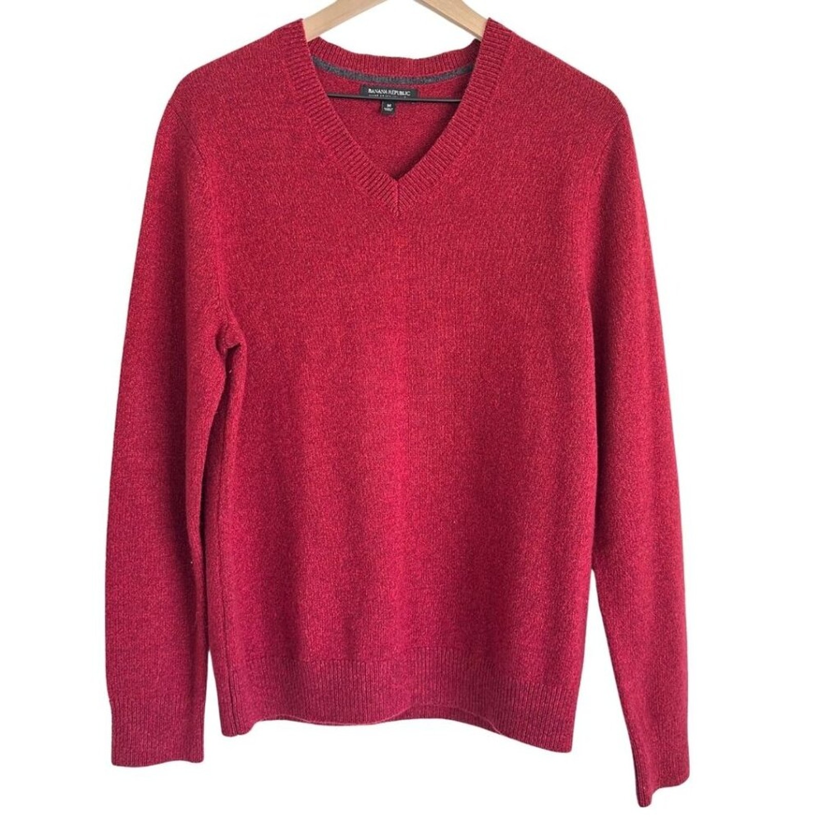 Banana Republic V-Neck Merino Wool Sweater Red M