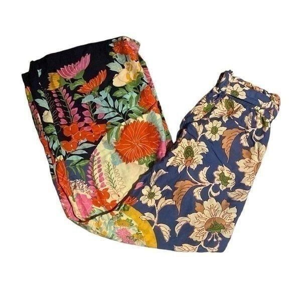 Anthropologie Leilani Flowy Floral Paperbag Wide-Leg Pants Multicolor Small