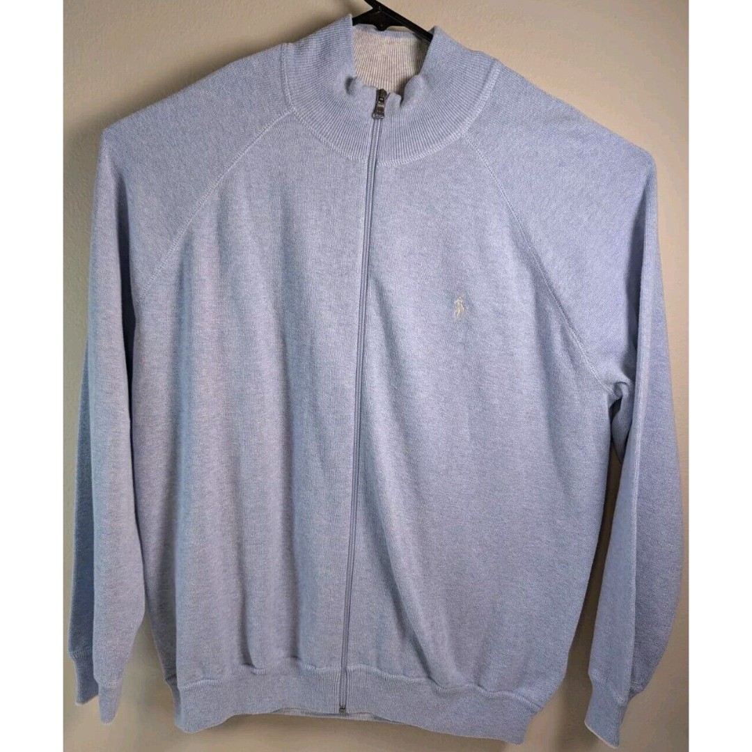 Polo Ralph Lauren Jacket Size XL Mens Performance French-Rib Full Zip Blue