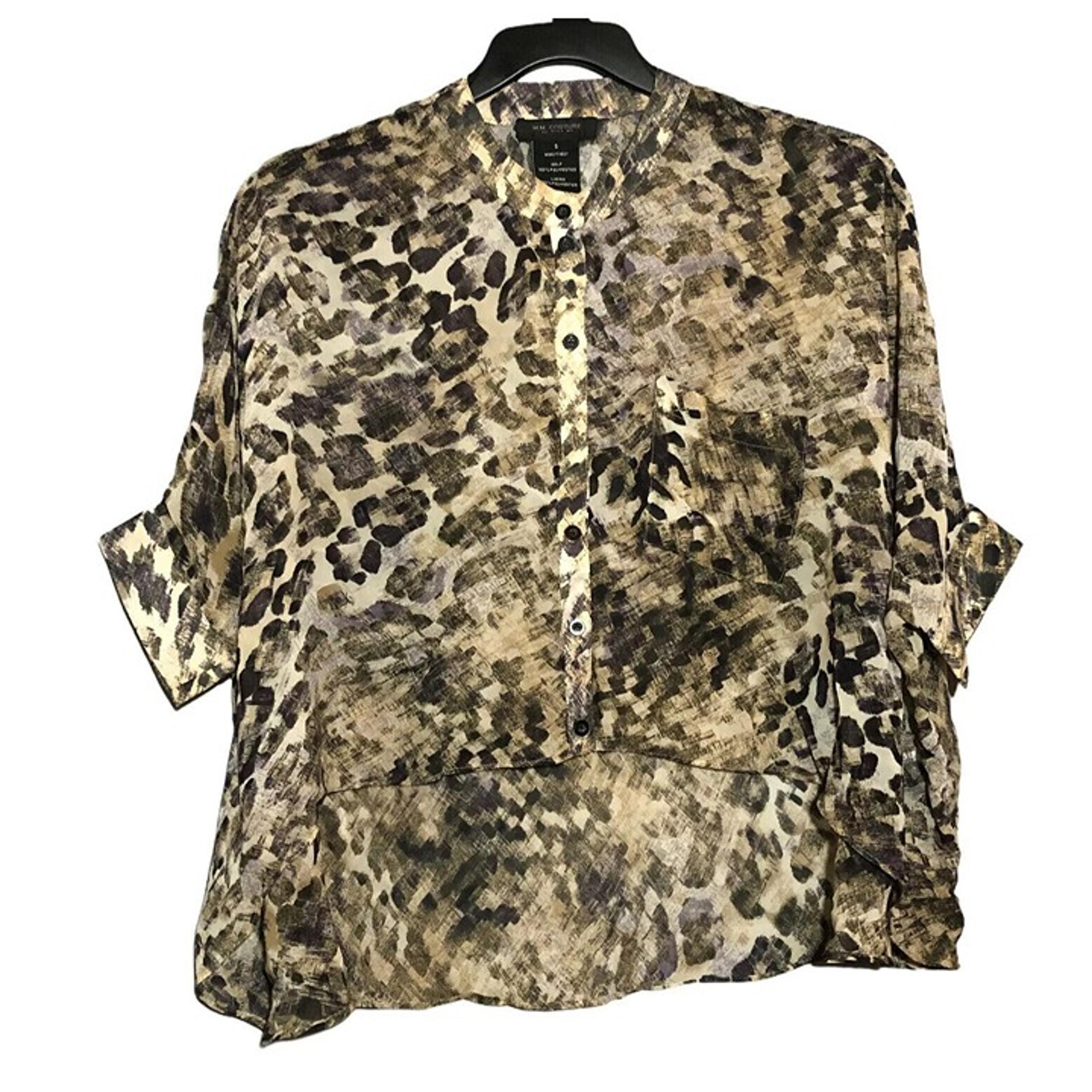 Miss Me Mm Couture Blouse Shirt Women Size S Leopard Oversized Loose Relax Comfy