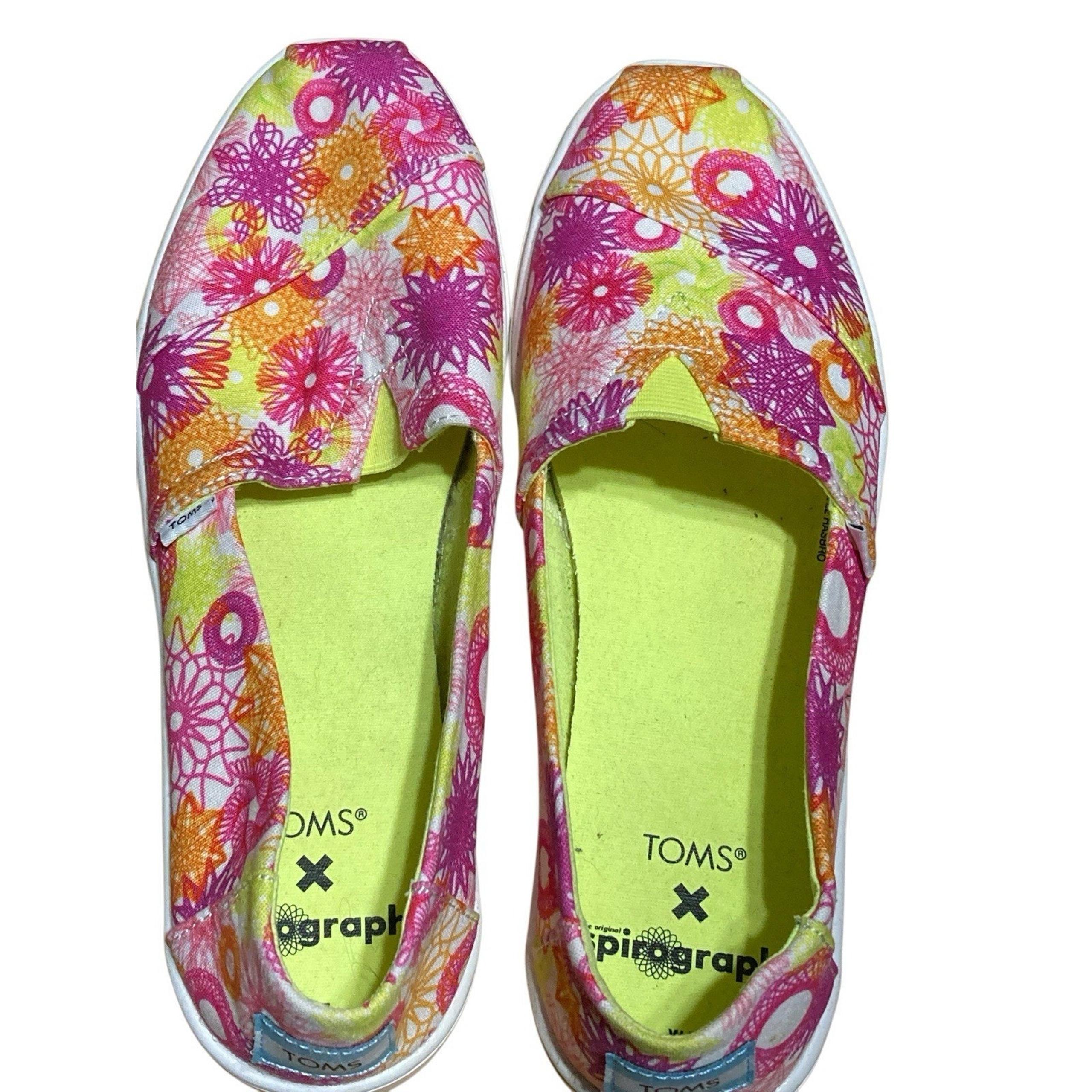 Women’s slip on Spirograph shoes size 7 W 7W Bright Purple Green - TOMS