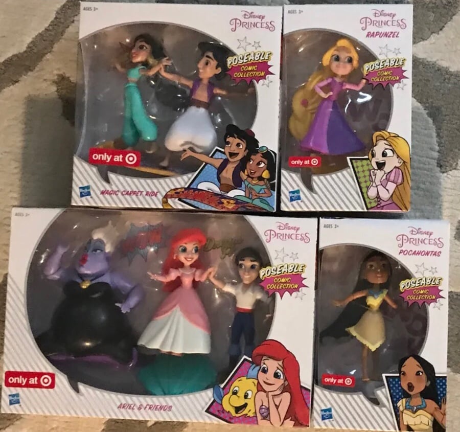 Hasbro Disney Princess Poseable Comic Collection set Rapunzel Aladdin Jasmine