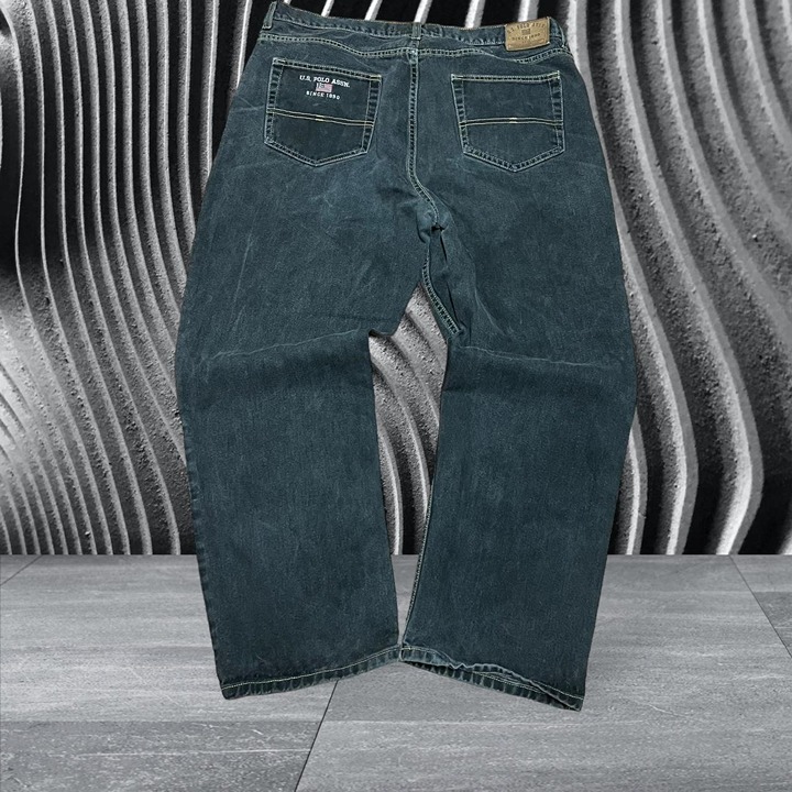 Vintage Y2K Black U.S. Polo ASSN. Baggy wide leg embroidered jeans