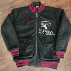 VINTAGE POPEYE Embroidered Stadium Jacket - Popeye Stadium Jumper - Used Clothing