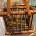Vintage wicker rattan bamboo 4 bottle wine caddy carrier