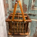 Vintage wicker rattan bamboo 4 bottle wine caddy carrier