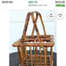 Vintage wicker rattan bamboo 4 bottle wine caddy carrier