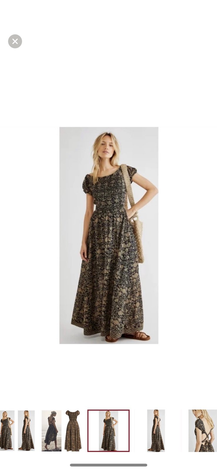 FREE PEOPLE Ultraviolet Floral Print Smocked Midi Dress