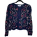 Robert Scott Embroidered VTG 90s cottagecore cabincore cardigan navy Blue Size M