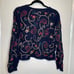 Robert Scott Embroidered VTG 90s cottagecore cabincore cardigan navy Blue Size M