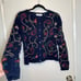 Robert Scott Embroidered VTG 90s cottagecore cabincore cardigan navy Blue Size M