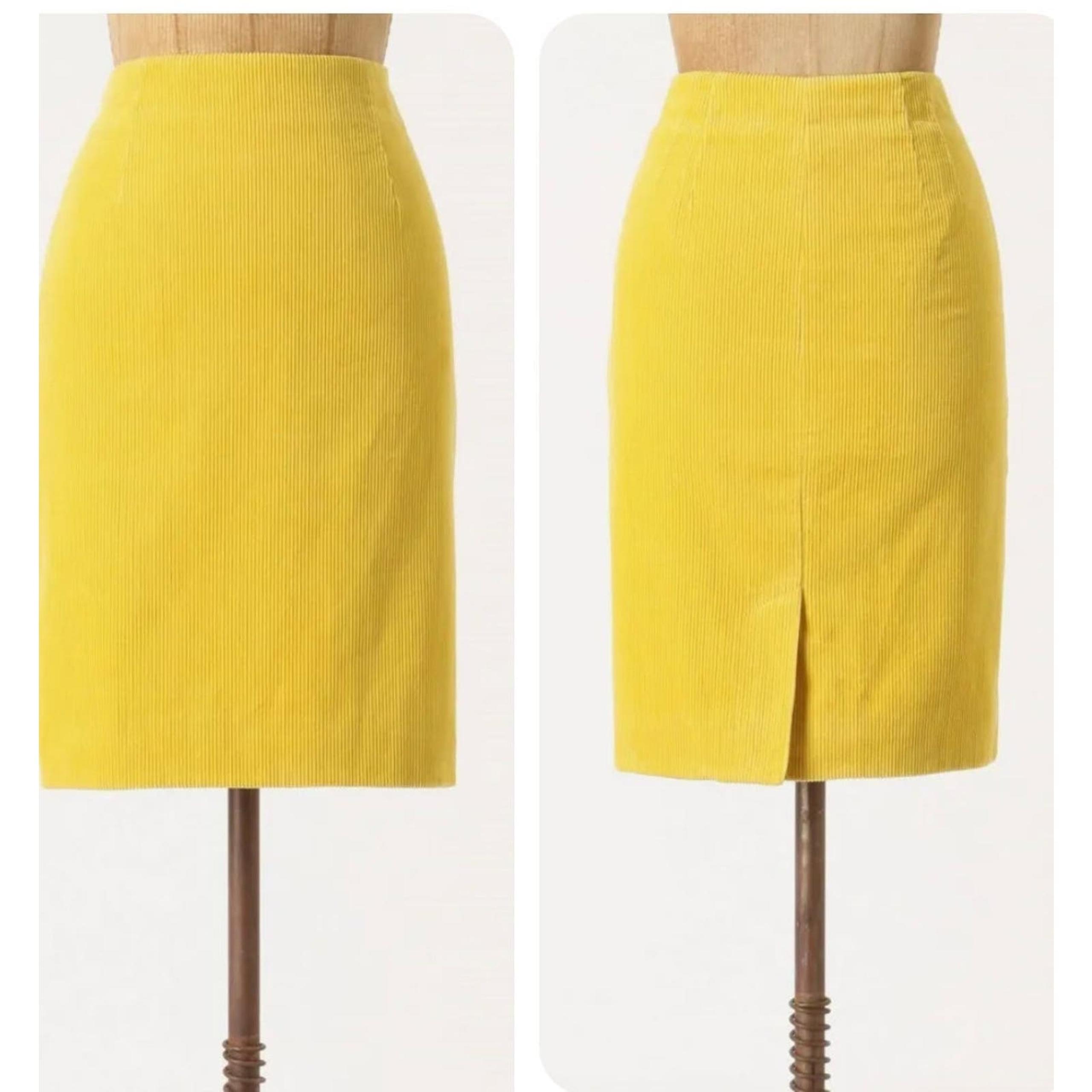 Anthropologie Maeve Size 0 Corduroy Mustard Yellow Super Wale Pencil Skirt