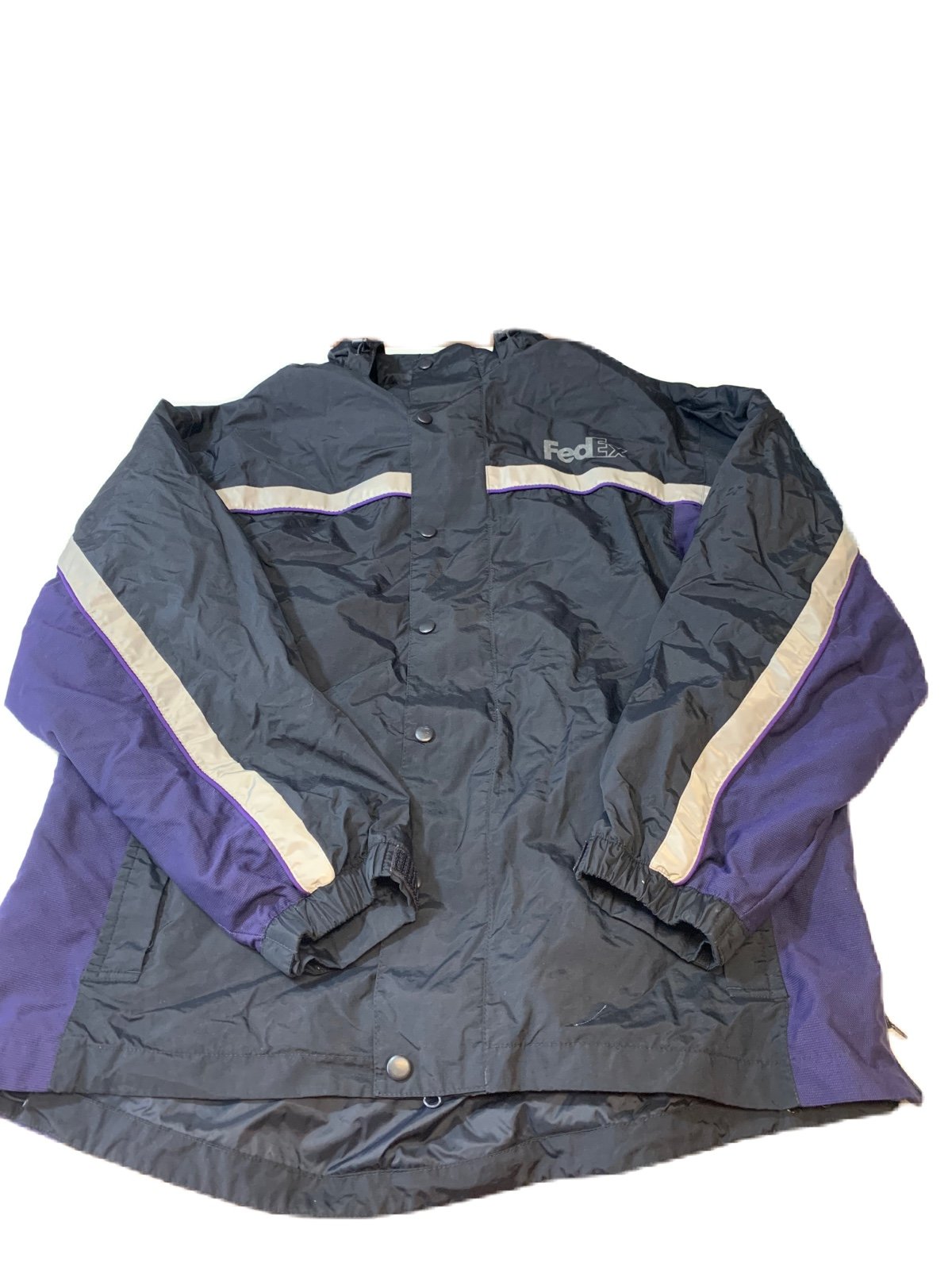 FedEx Stan Herman Winter Coat Reflective Uniform Mens Size XL Black Hooded