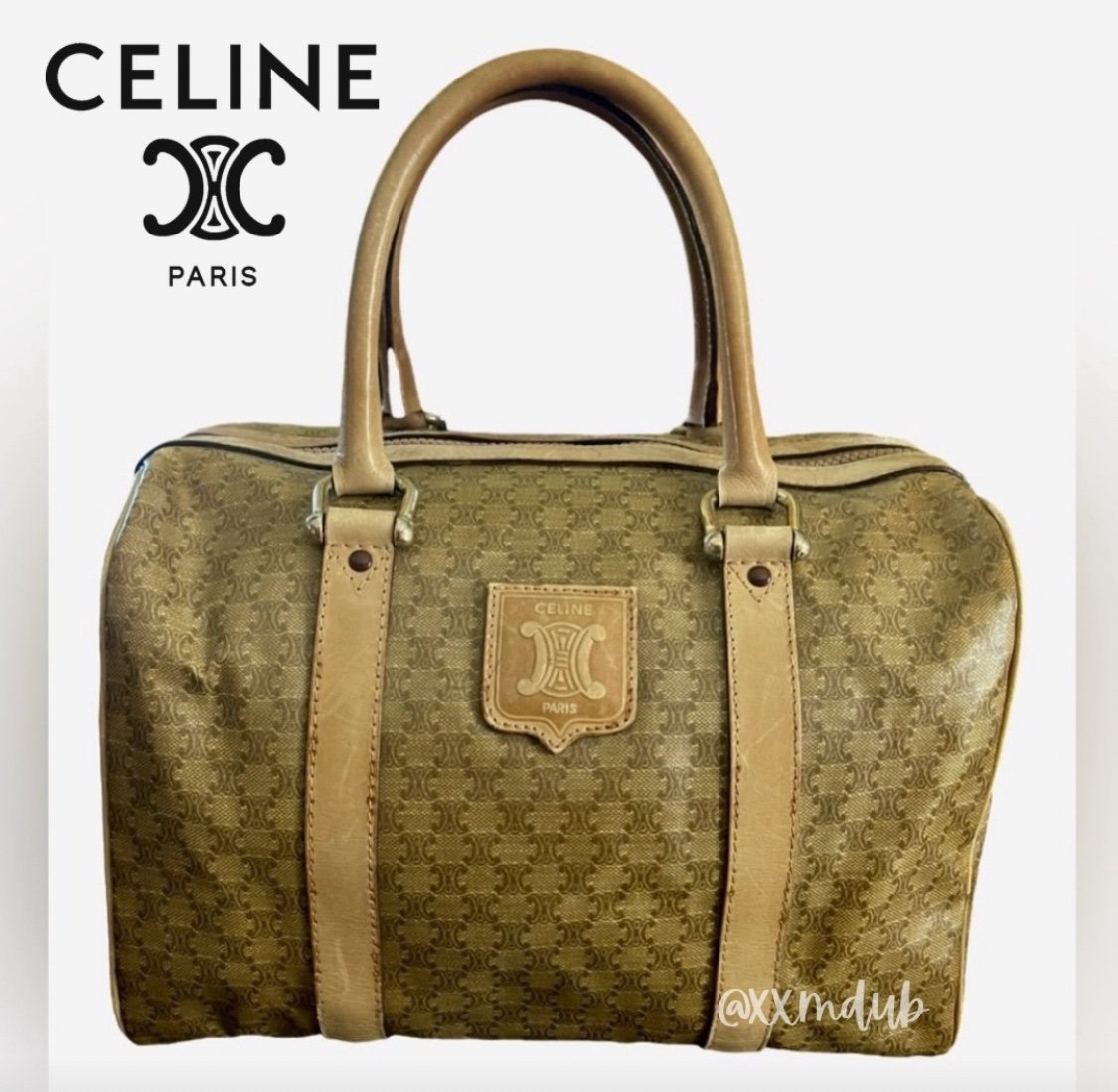 Celine Boston Bag Speedy Handbag Purse Tote Macadam Triomphe Leather and Canvas