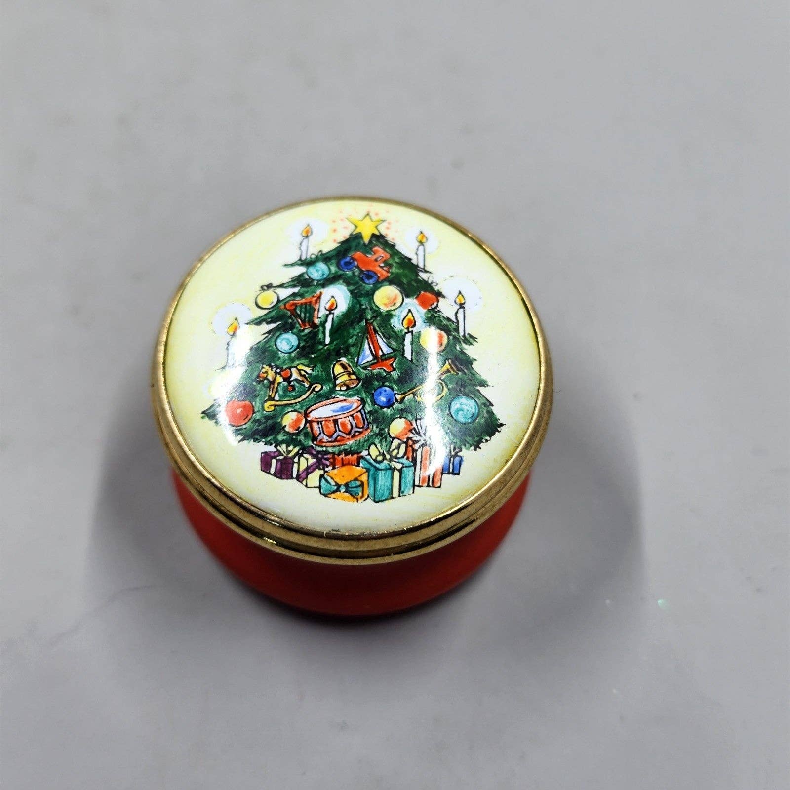 Vintage Christmas Tree Trinket Box- Marked Sarah 1989