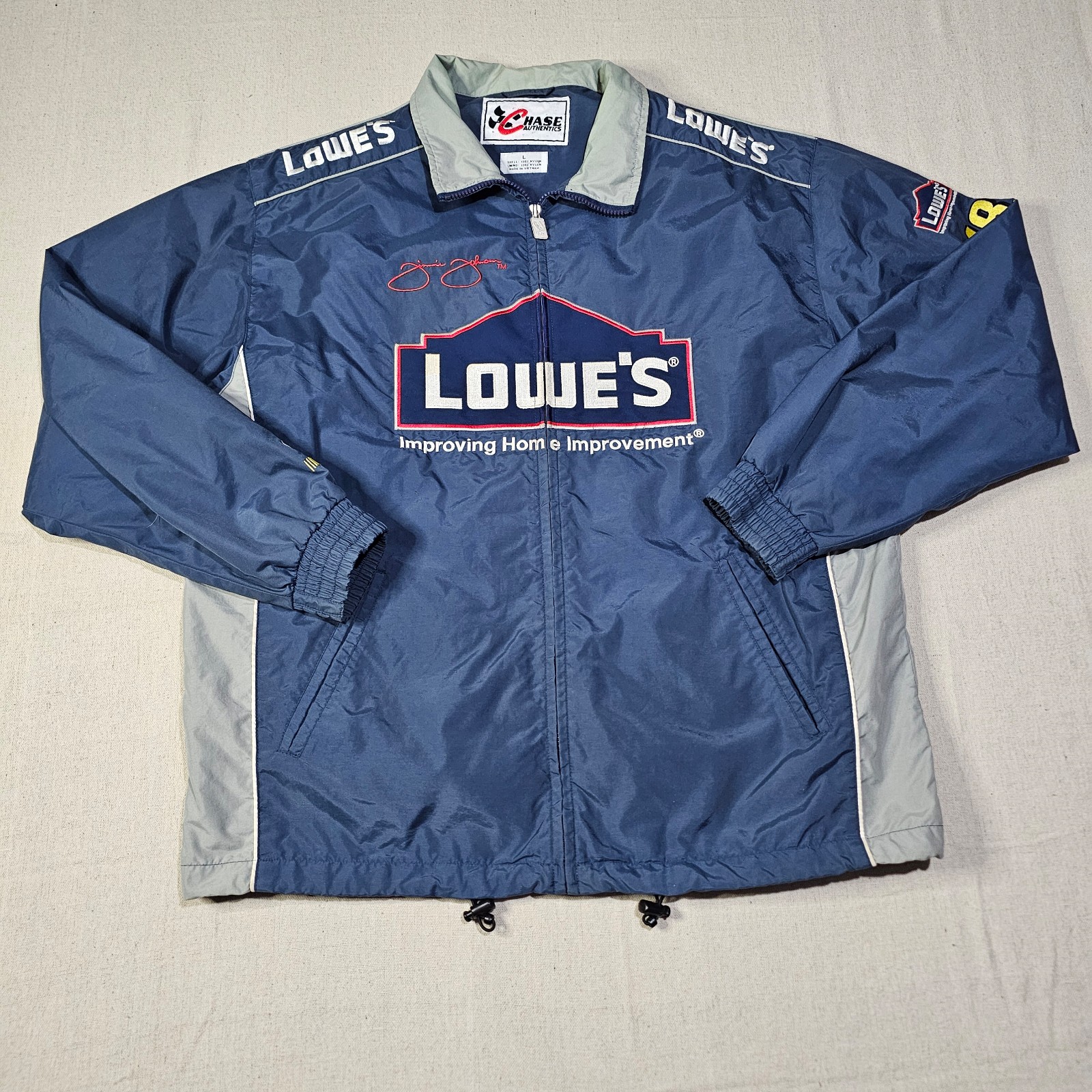 Vintage 90s Chase Authentics Lowes Jimmie Johnson Nascar 48 Windbreaker Jacket