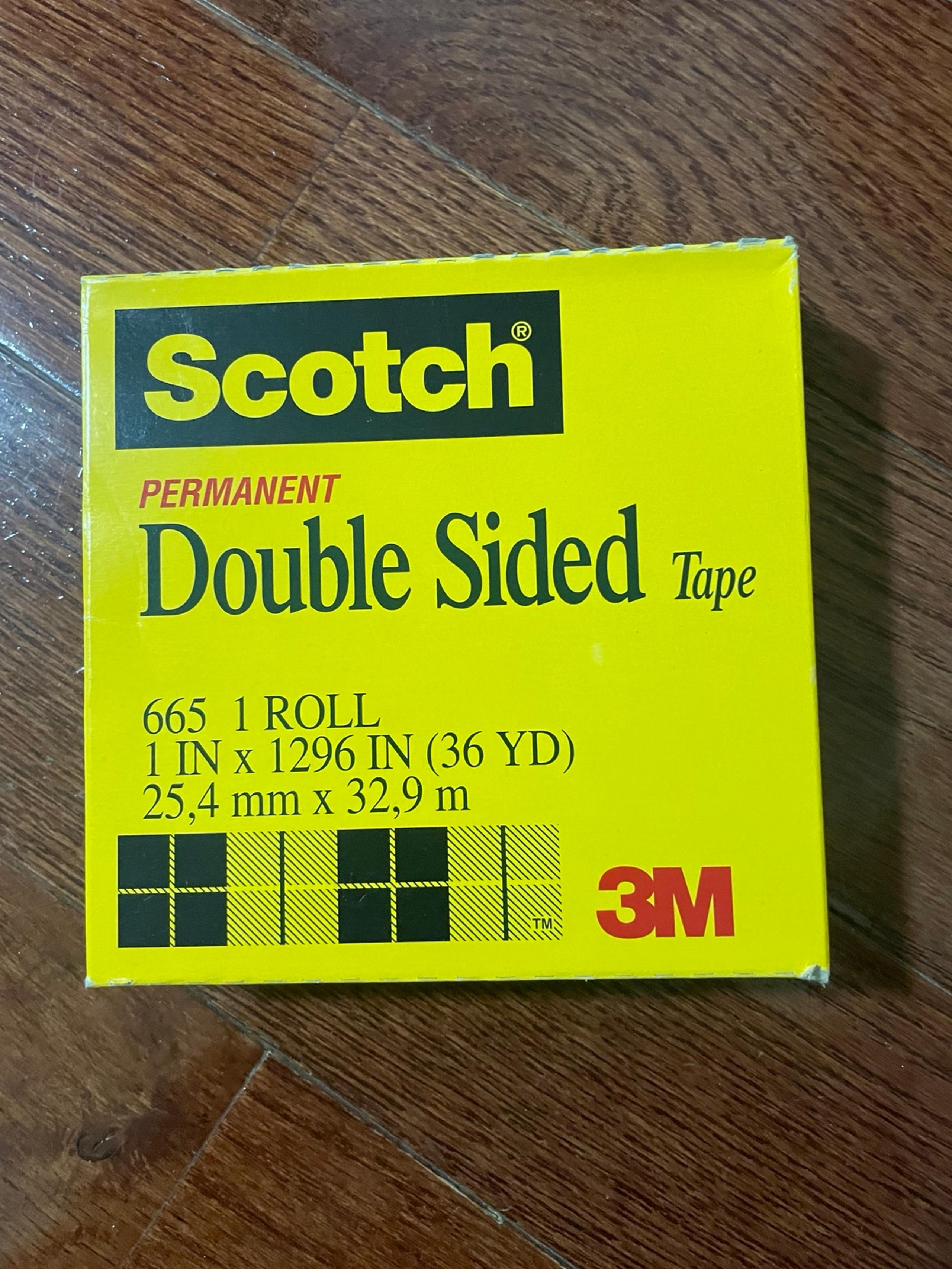 Lot of 2 Scotch 665 Permanent Double Sided Tape 1" x 1296" (36yd) 3M