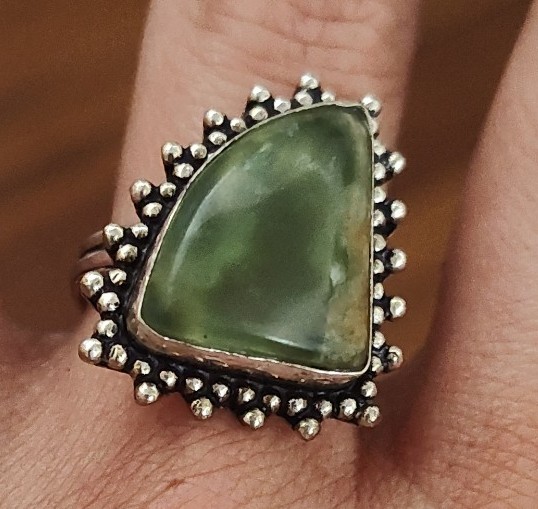 Vintage Sterling Silver Prehnite Ring